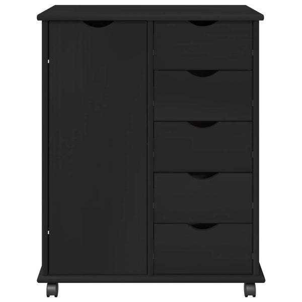 Rollschrank Schwarz Kiefer Massivholz