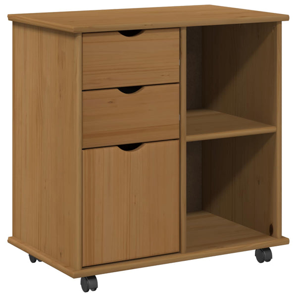 Rollschrank Kiefer Massivholz Honigbraun