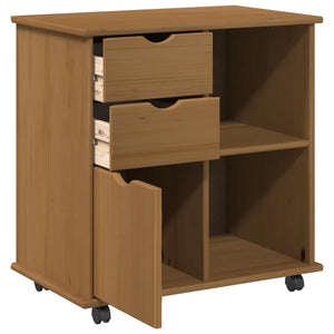 Rollschrank Kiefer Massivholz Honigbraun