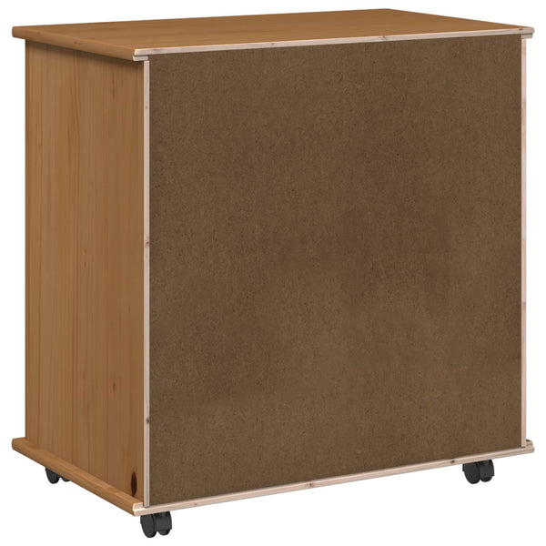 Rollschrank Kiefer Massivholz Honigbraun