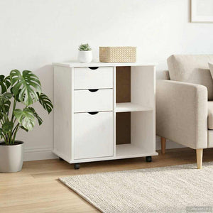 Rollschrank Weiß Kiefer Massivholz