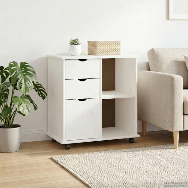 Rollschrank Weiß Kiefer Massivholz