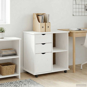 Rollschrank Weiß Kiefer Massivholz