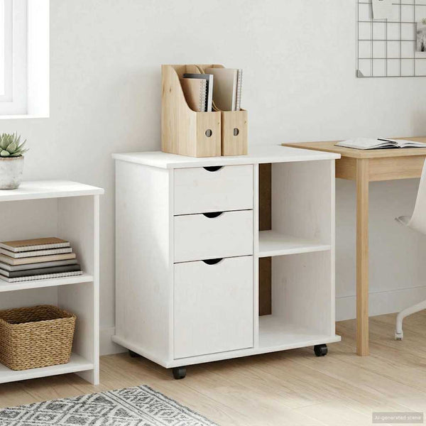 Rollschrank Weiß Kiefer Massivholz