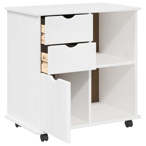 Rollschrank Weiß Kiefer Massivholz