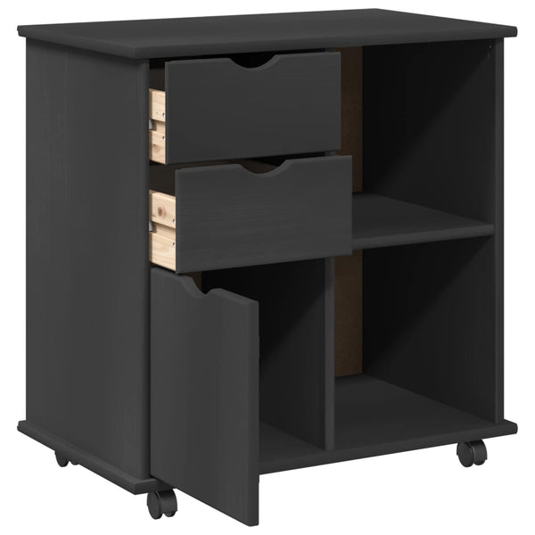 Rollschrank Grau Kiefer Massivholz 63,5cm