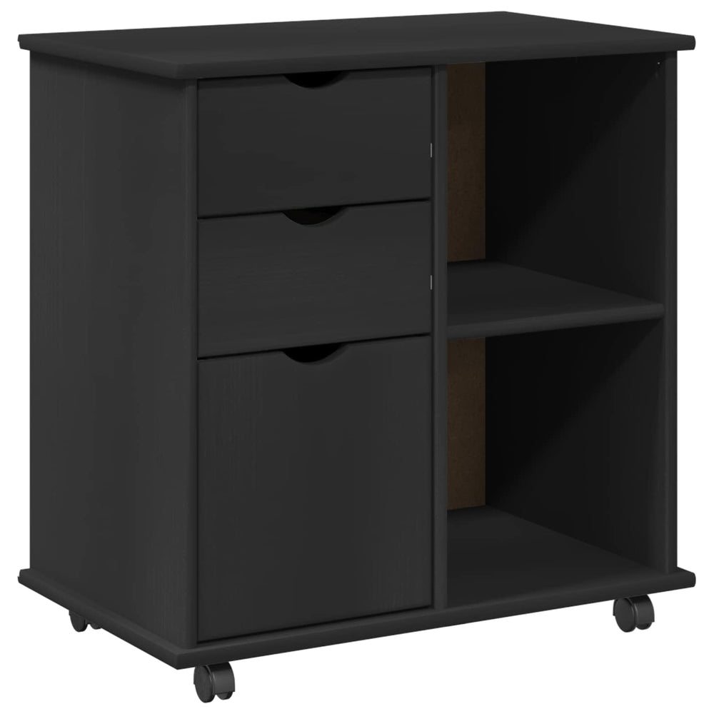 vidaXL Filing Cabinet Black 63.5 x 39 x 65.5 cm Solid Pine Wood
