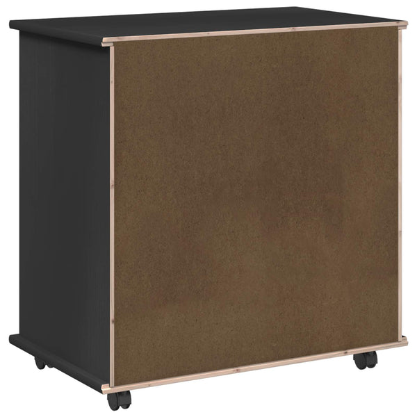 Schwarzer Rollschrank Kiefer Massivholz 63,5cm