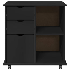 Schwarzer Rollschrank Kiefer Massivholz 63,5cm
