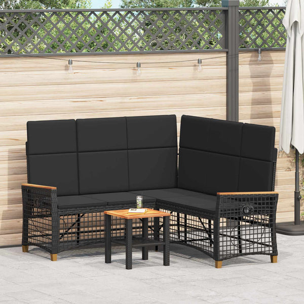Verstellbares Garten Liegesofa Set Schwarz