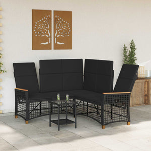 Verstellbares Garten Liegesofa Set Schwarz