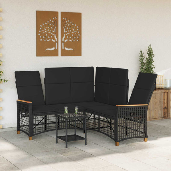 Verstellbares Garten Liegesofa Set Schwarz