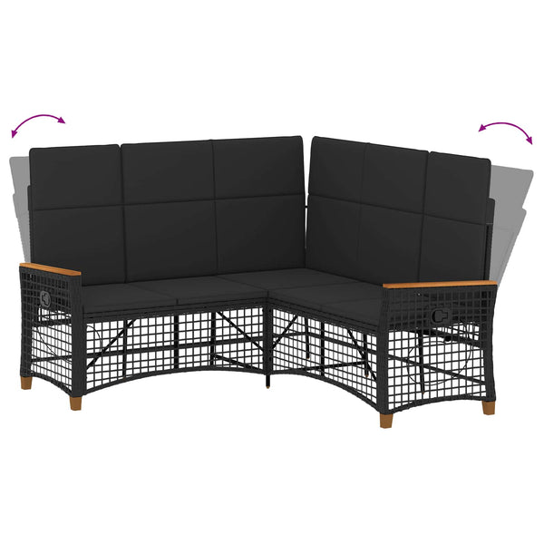 Verstellbares Garten Liegesofa Set Schwarz