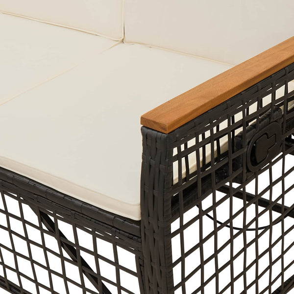 Garten Liegesofa Set Schwarz Cremeweiß