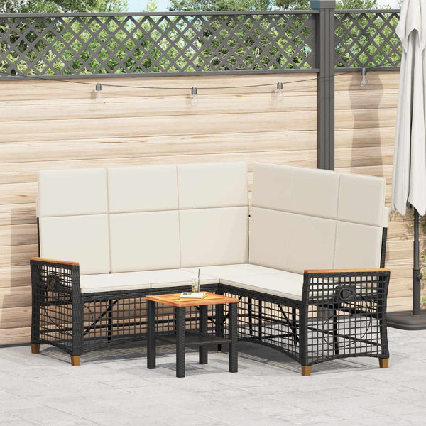 Garten Liegesofa Set Schwarz Cremeweiß