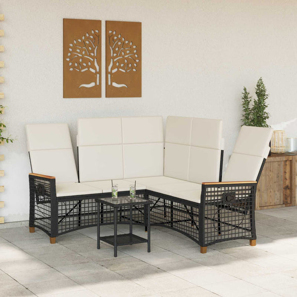 Garten Liegesofa Set Schwarz Cremeweiß