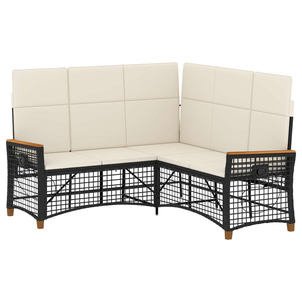 Garten Liegesofa Set Schwarz Cremeweiß