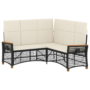 Garten Liegesofa Set Schwarz Cremeweiß