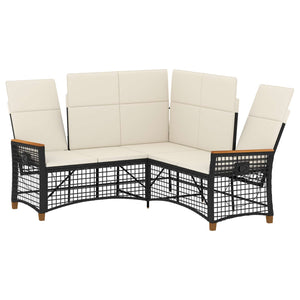 Garten Liegesofa Set Schwarz Cremeweiß