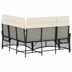 Garten Liegesofa Set Schwarz Cremeweiß