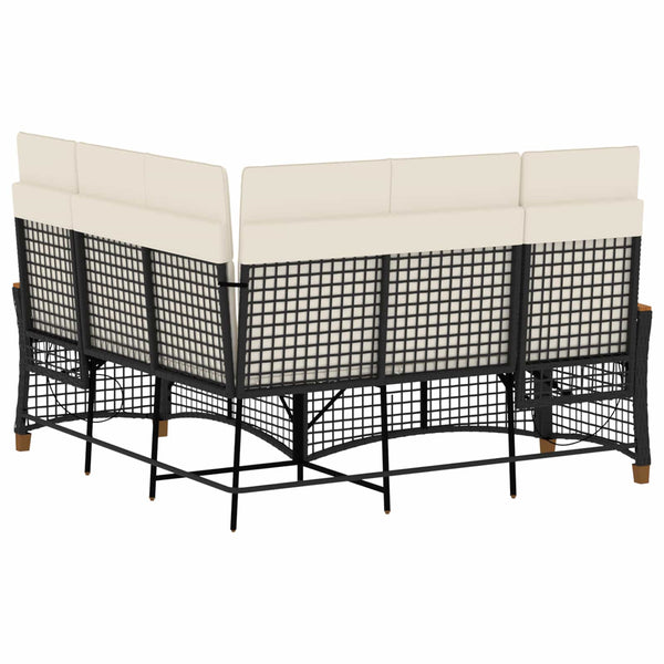 Garten Liegesofa Set Schwarz Cremeweiß