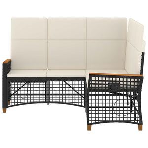 Garten Liegesofa Set Schwarz Cremeweiß