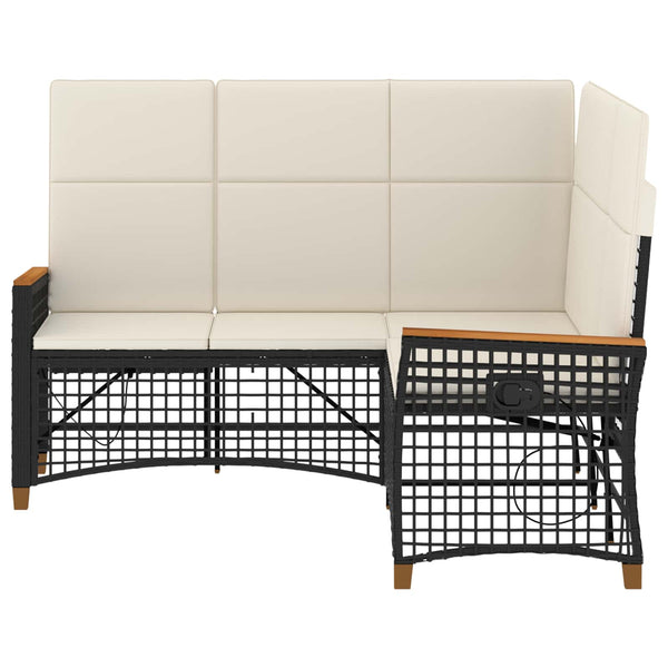 Garten Liegesofa Set Schwarz Cremeweiß