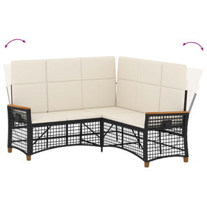 Garten Liegesofa Set Schwarz Cremeweiß