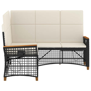 Garten Liegesofa Set Schwarz Cremeweiß