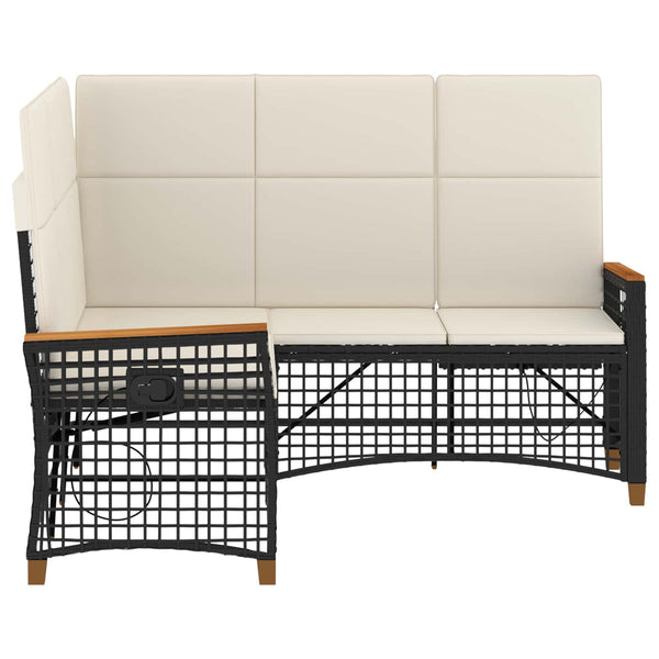 Garten Liegesofa Set Schwarz Cremeweiß