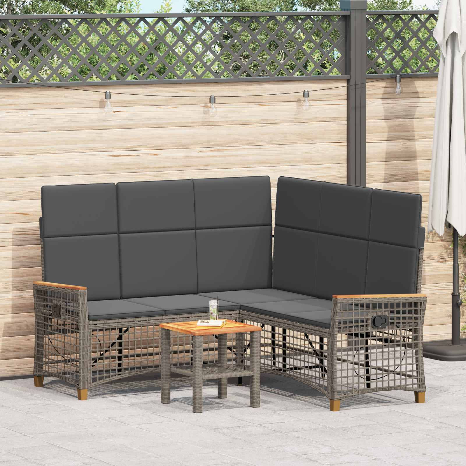 Garten Liegesofa Set Grau Dunkelgrau