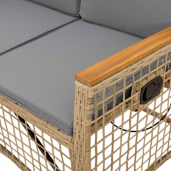 Garten Liegesofa Set Beige/Hellgrau