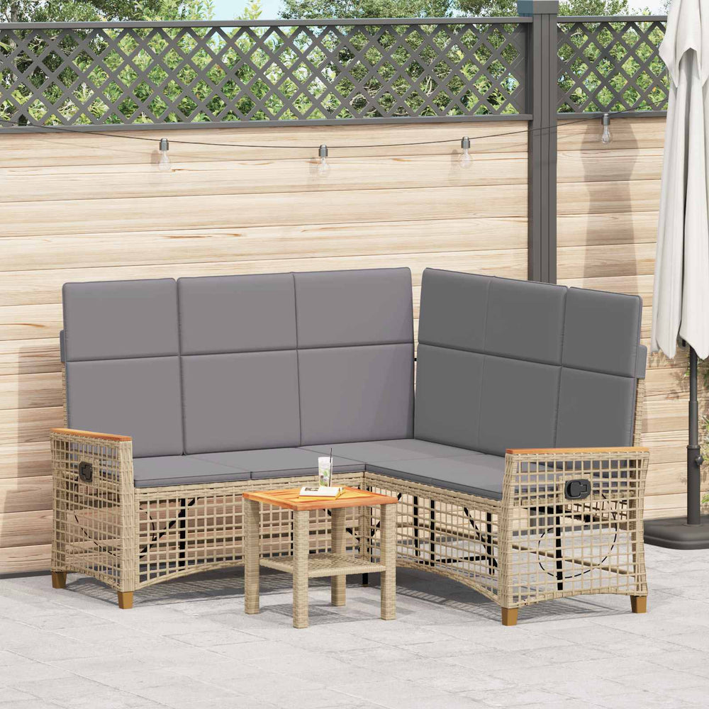 Garten Liegesofa Set Beige/Hellgrau
