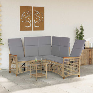 Garten Liegesofa Set Beige/Hellgrau