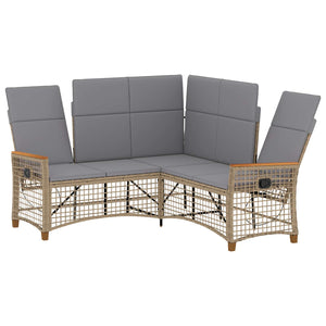Garten Liegesofa Set Beige/Hellgrau