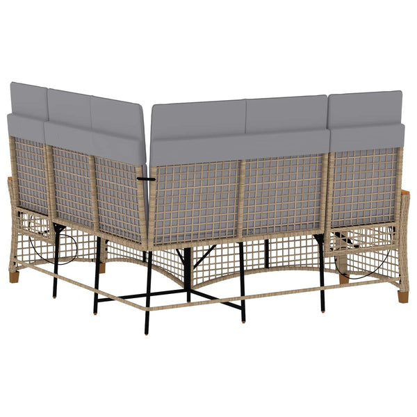 Garten Liegesofa Set Beige/Hellgrau