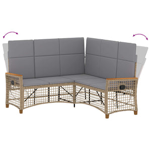 Garten Liegesofa Set Beige/Hellgrau
