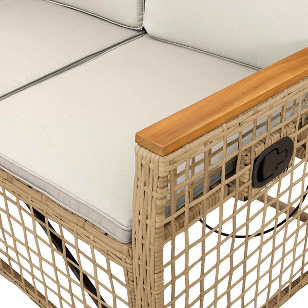 Garten Liegesofa Set Beige/Cremeweiß