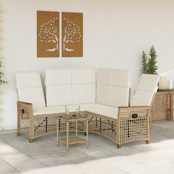 Garten Liegesofa Set Beige/Cremeweiß