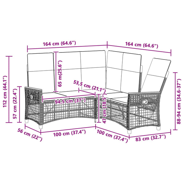 Garten Liegesofa Set Beige/Cremeweiß