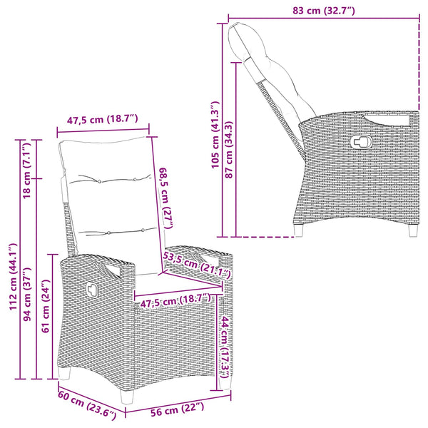 Gartenstuhl Set 2-teilig Grau Dunkelgrau
