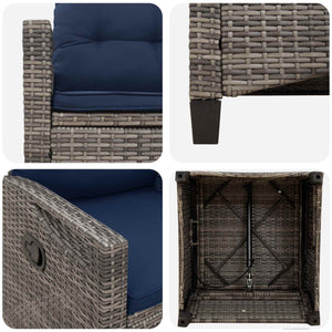 Gartenstuhl Set 2-teilig Grau Marineblau