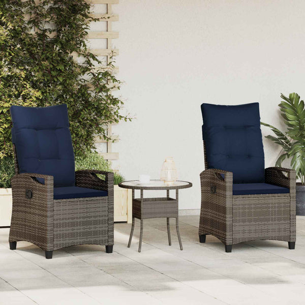 Gartenstuhl Set 2-teilig Grau Marineblau