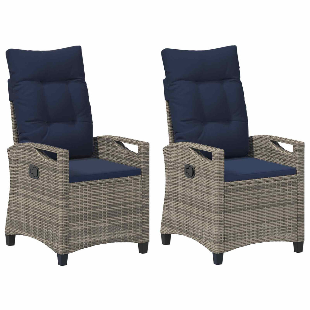 Gartenstuhl Set 2-teilig Grau Marineblau