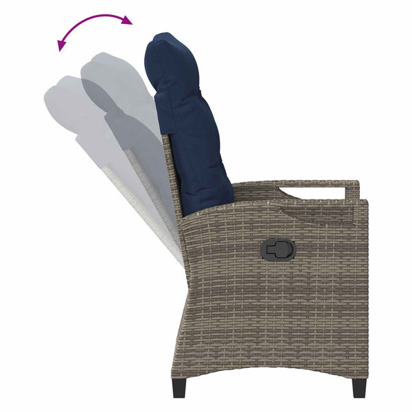 Gartenstuhl Set 2-teilig Grau Marineblau