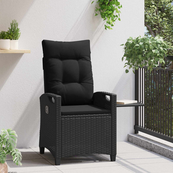 Verstellbarer Gartenstuhl mit Tisch, Schwarz