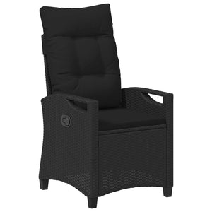 Verstellbarer Gartenstuhl mit Tisch, Schwarz