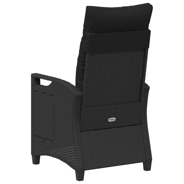 Verstellbarer Gartenstuhl mit Tisch, Schwarz