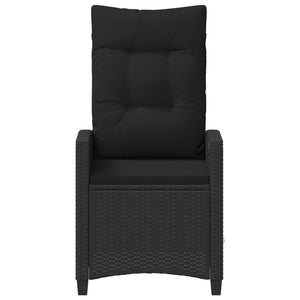 Verstellbarer Gartenstuhl mit Tisch, Schwarz