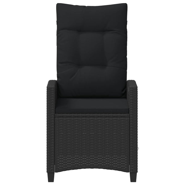 Verstellbarer Gartenstuhl mit Tisch, Schwarz